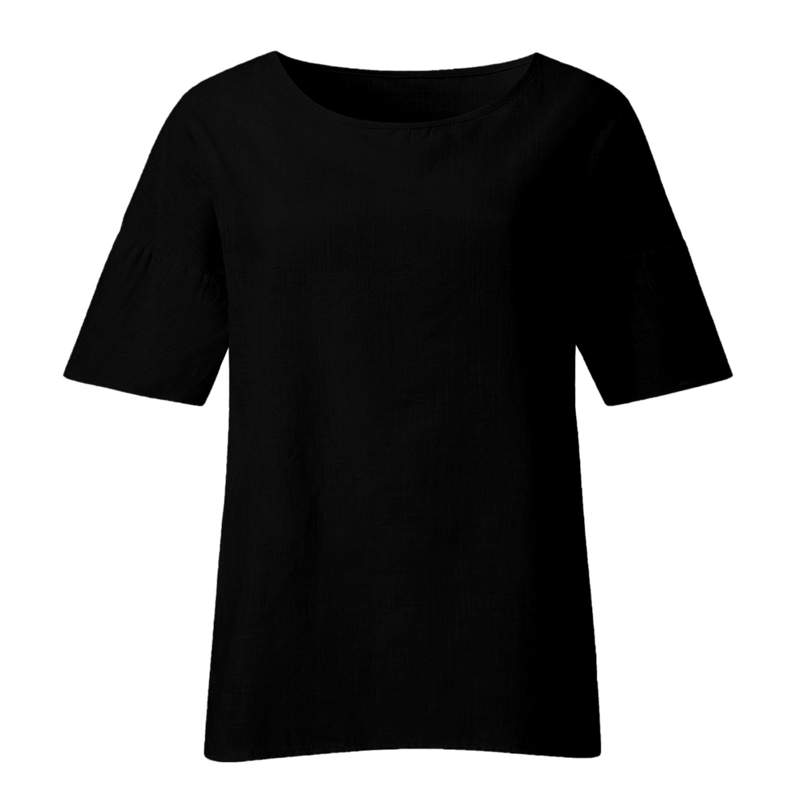 thumbnail image 5 of Blusa holgada de manga larga para mujer - Camisa informal de manga corta y color liso - Cuello en V, elegante, adecuada para todas las ocasiones - Tallas S-XXL, 5 of 5